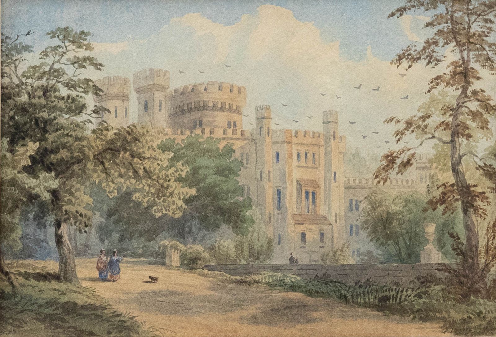 George Pyne (1800 1884) Mid 19th Century Watercolour, The Castle Grounds photo furniture