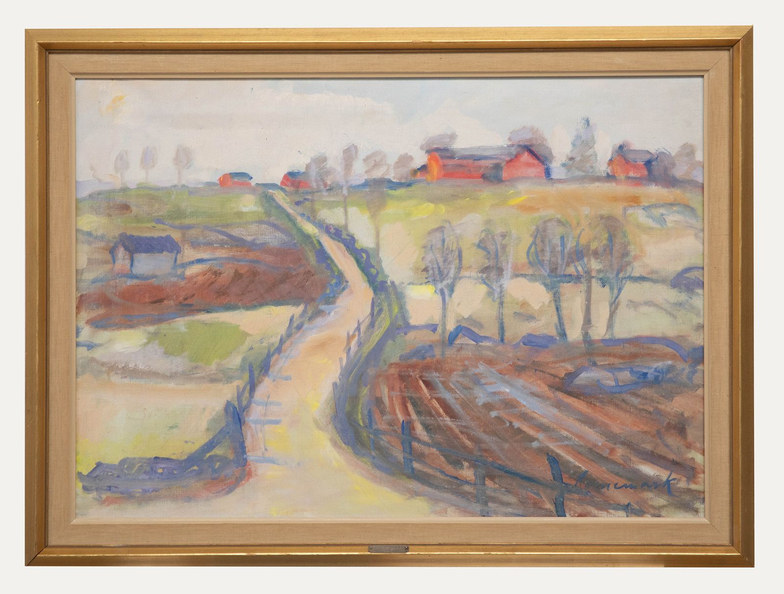 Uno Bornemark Mid 20th Century Oil, Road To The Farm