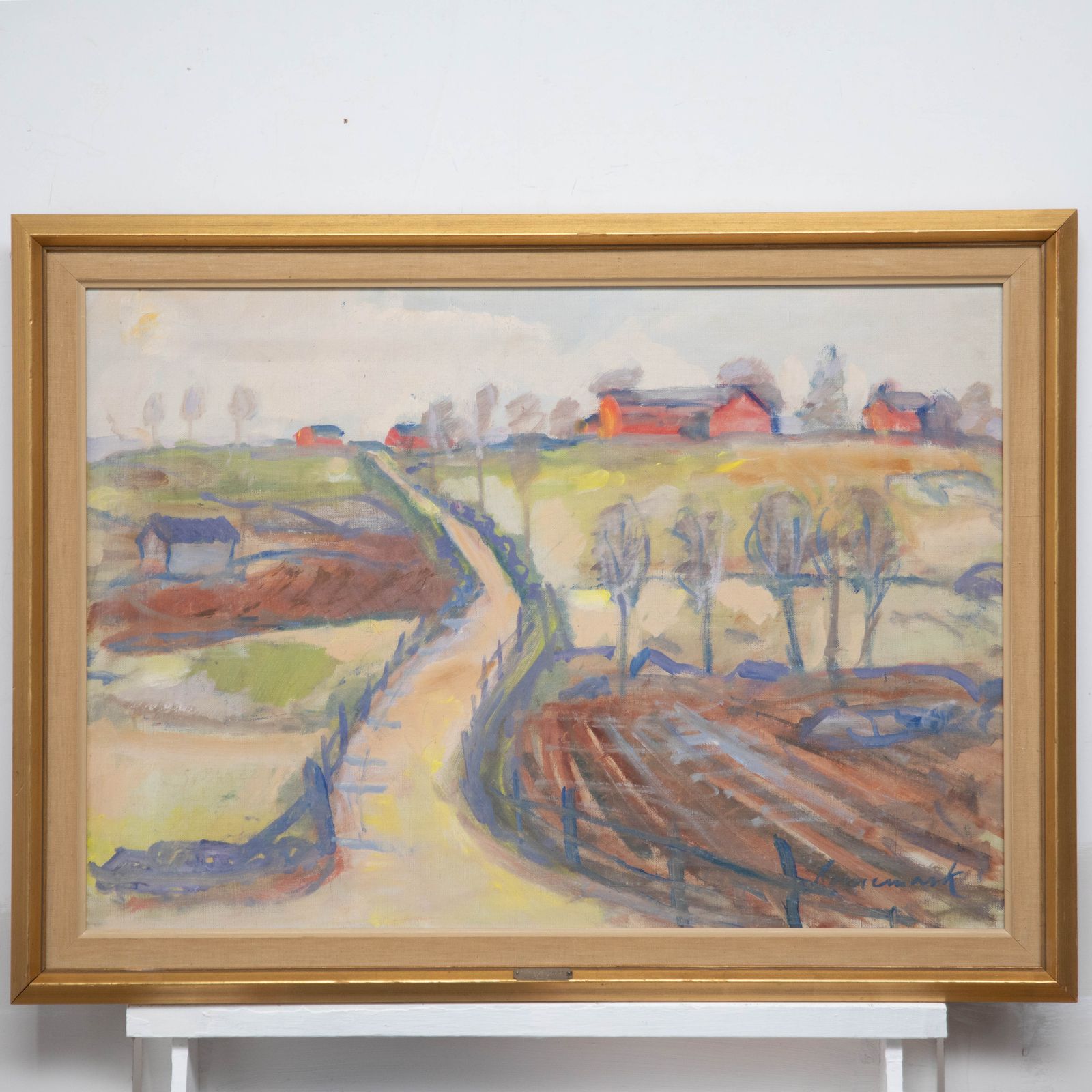 Uno Bornemark Mid 20th Century Oil, Road To The Farm photo for sale