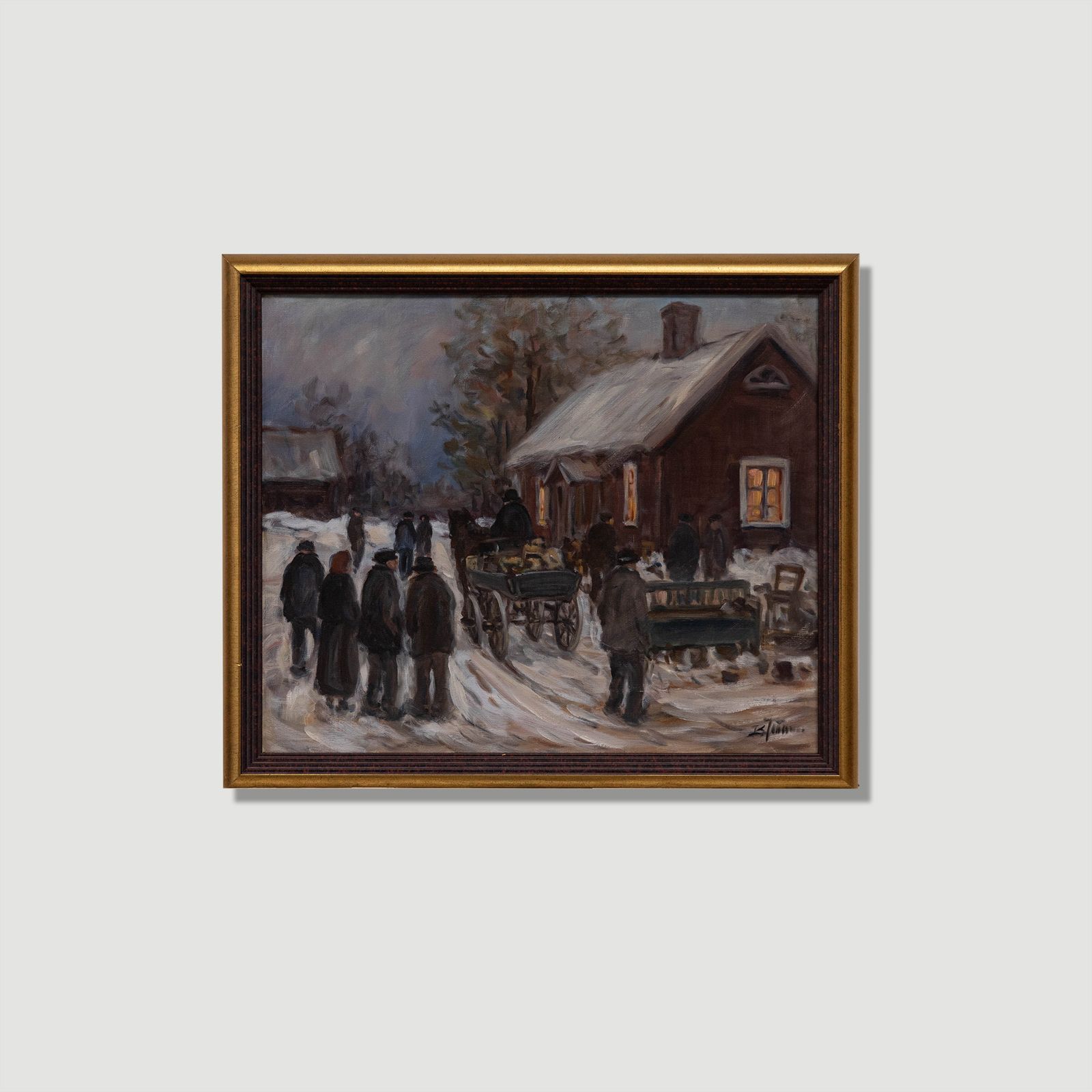 Bror Jonsson (B.1931)  20th Century Etching, The Firewood Cart photo buy