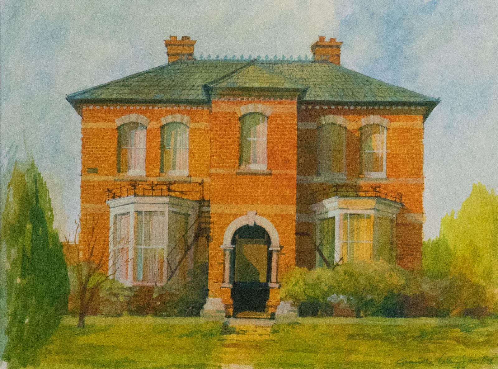 Grenville Cottingham Rsma Rba (1943 2007) Watercolour, The Red Brick House photo furniture