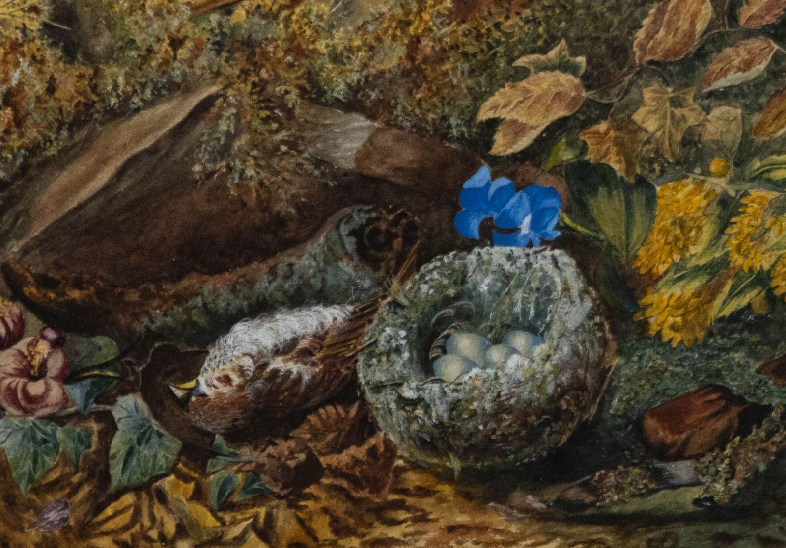 Circle Of Oliver Clare (1853 1927) Framed Watercolour, The Sparrow's Nest photo furniture