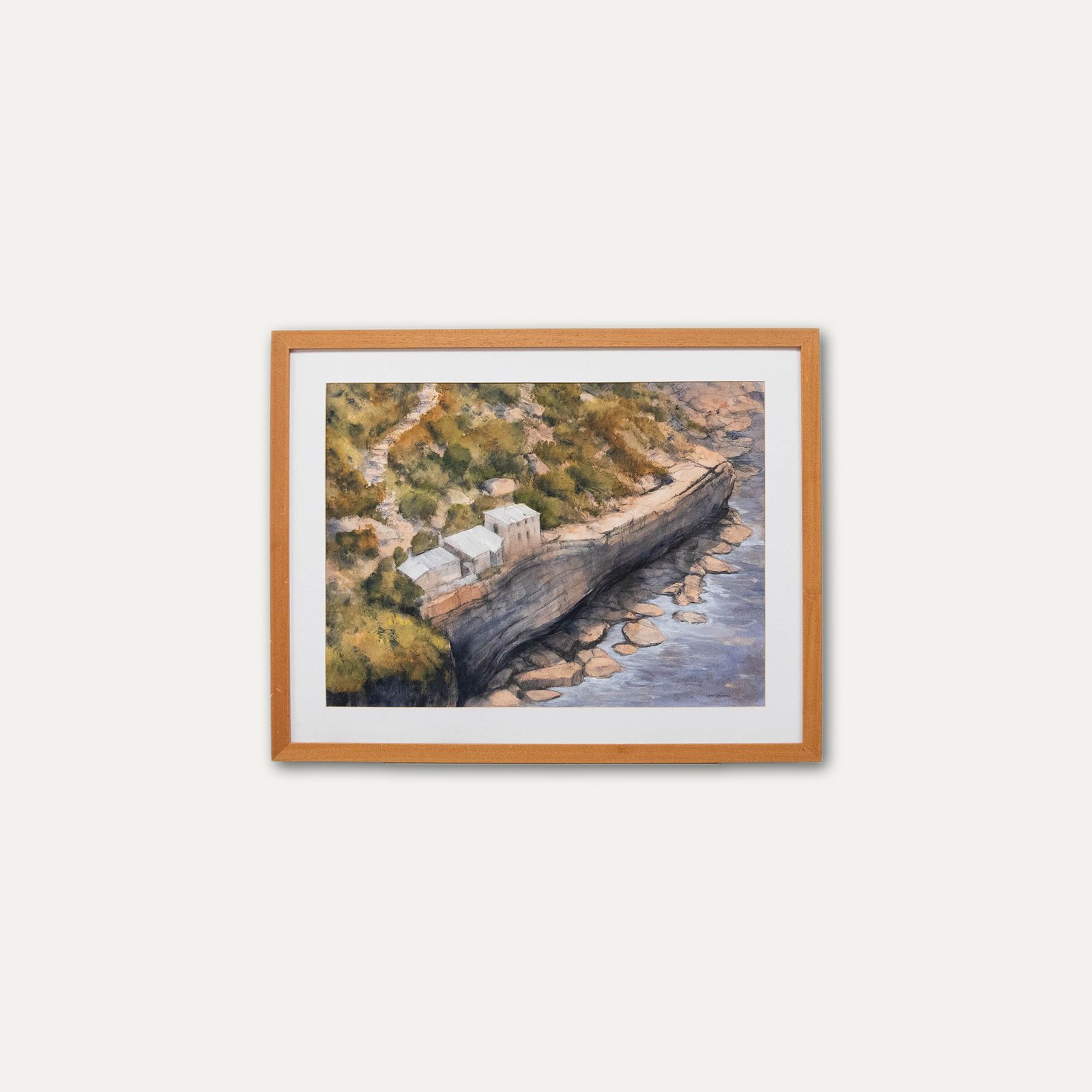 John Caldwell Framed 20th Century Mixed Media, Australia Coastline photo buy