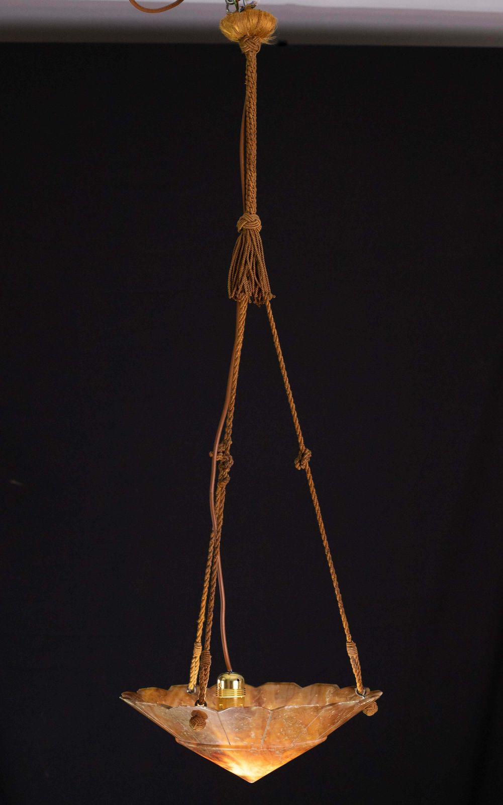 Antique Art Decò Liberty Alabaster Chandelier, 1940s photo Lighting