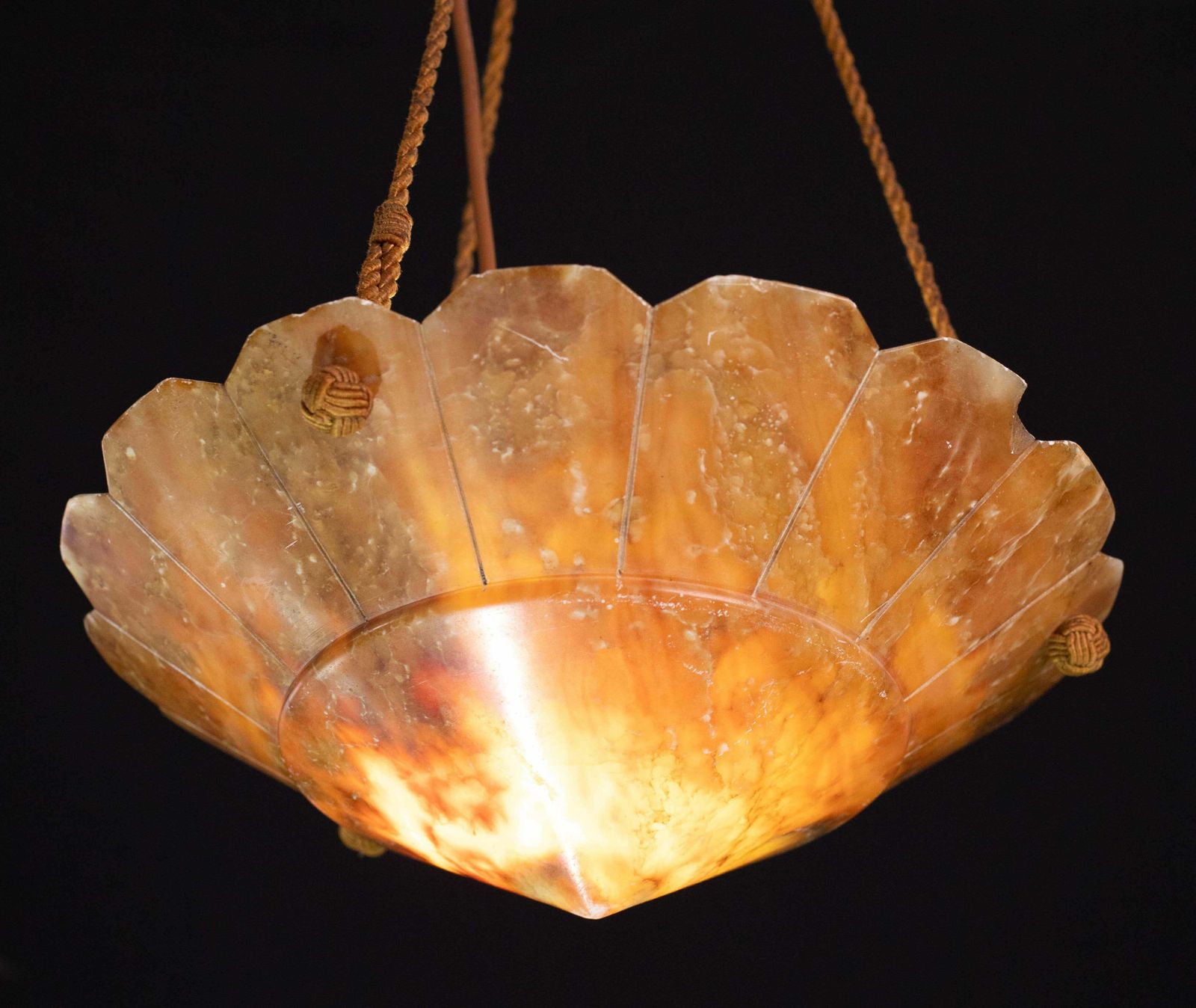 Antique Art Decò Liberty Alabaster Chandelier, 1940s photo buy