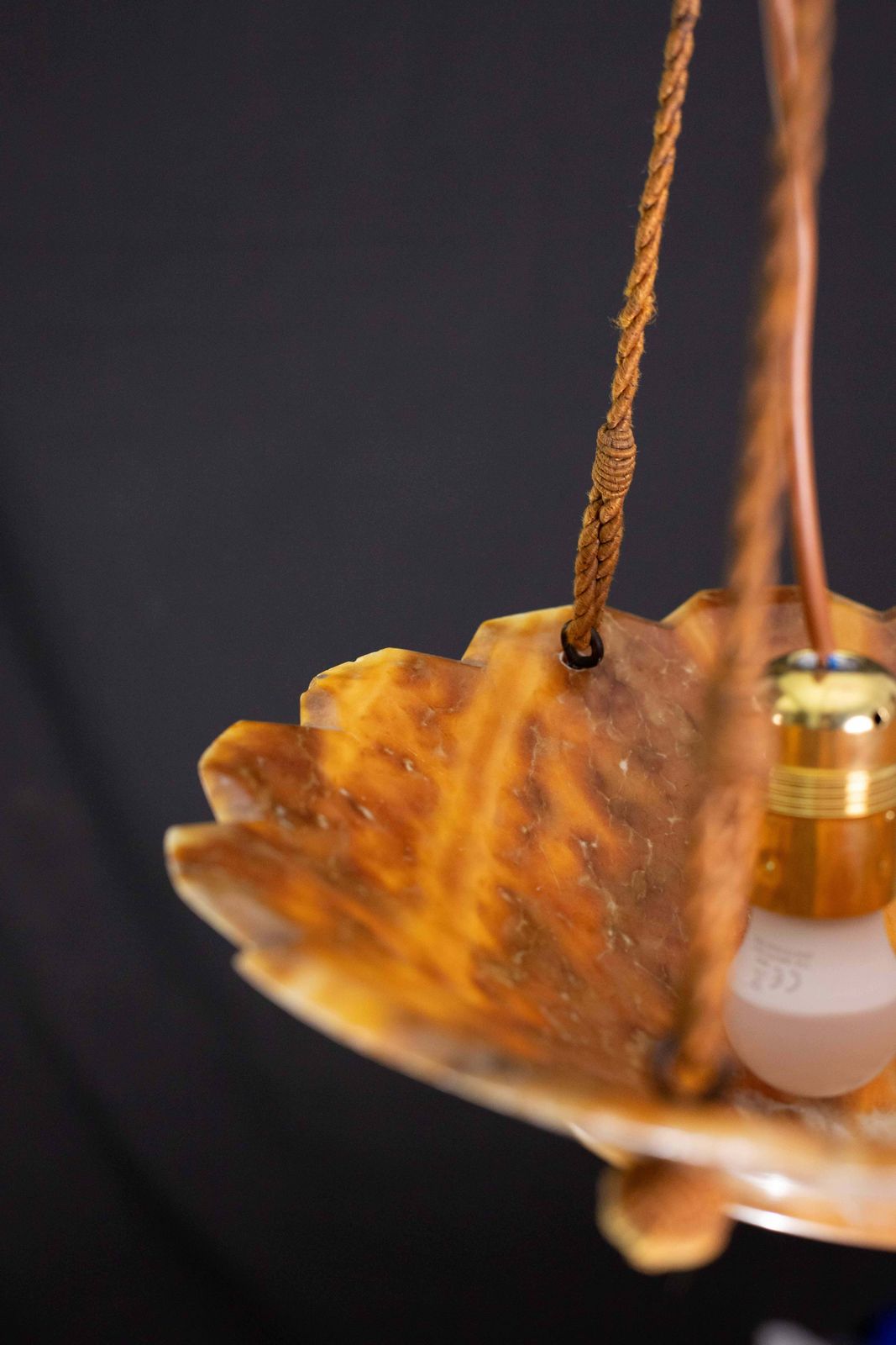Lighting Antique Art Decò Liberty Alabaster Chandelier, 1940s photo