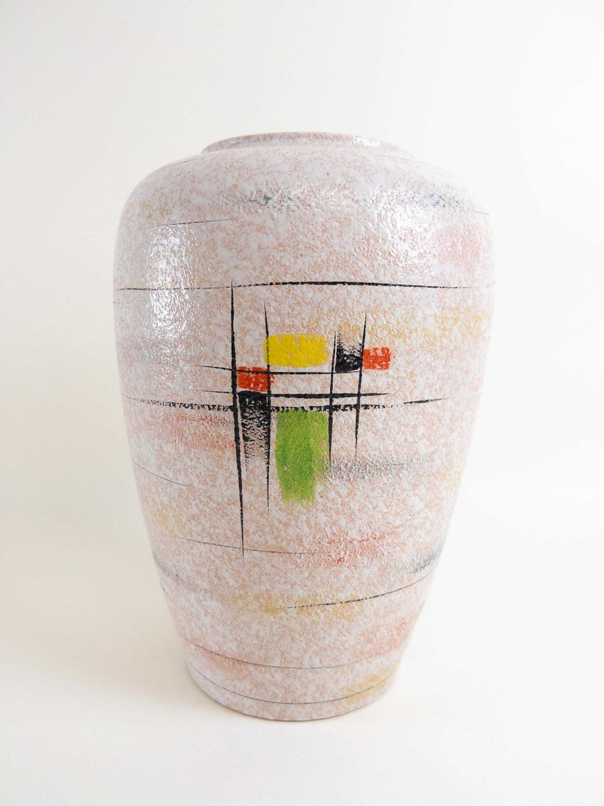 Large Scheurich 1950s Floor Vase   Mid Century Ceramic Hand Painted Vase   Form 239 30 photo vinterior