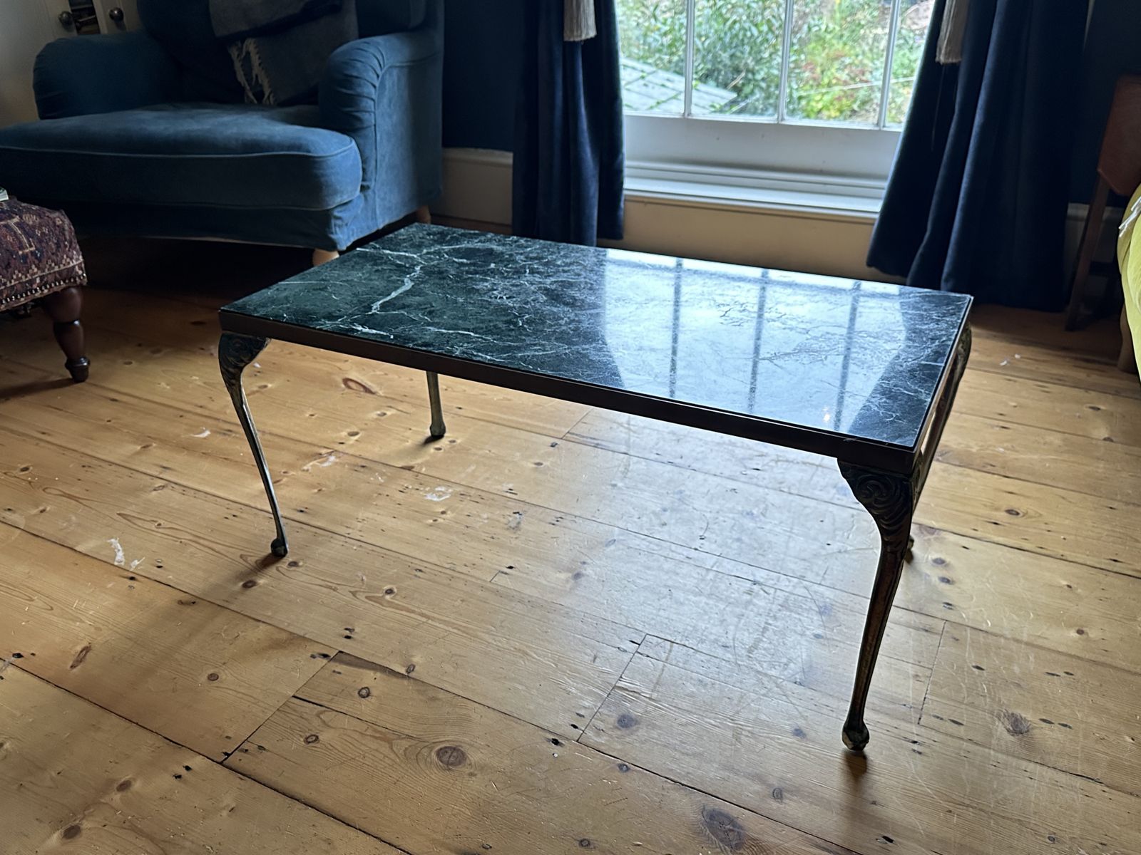 Marble And Brass Coffee Table, Early 20th Century