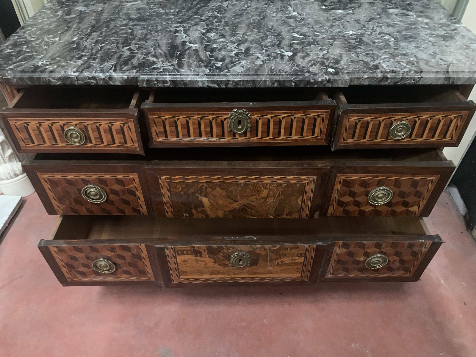 Transition Chest Of Drawers In Rosewood And Amaranth Veneer, 19th Century photo vinterior