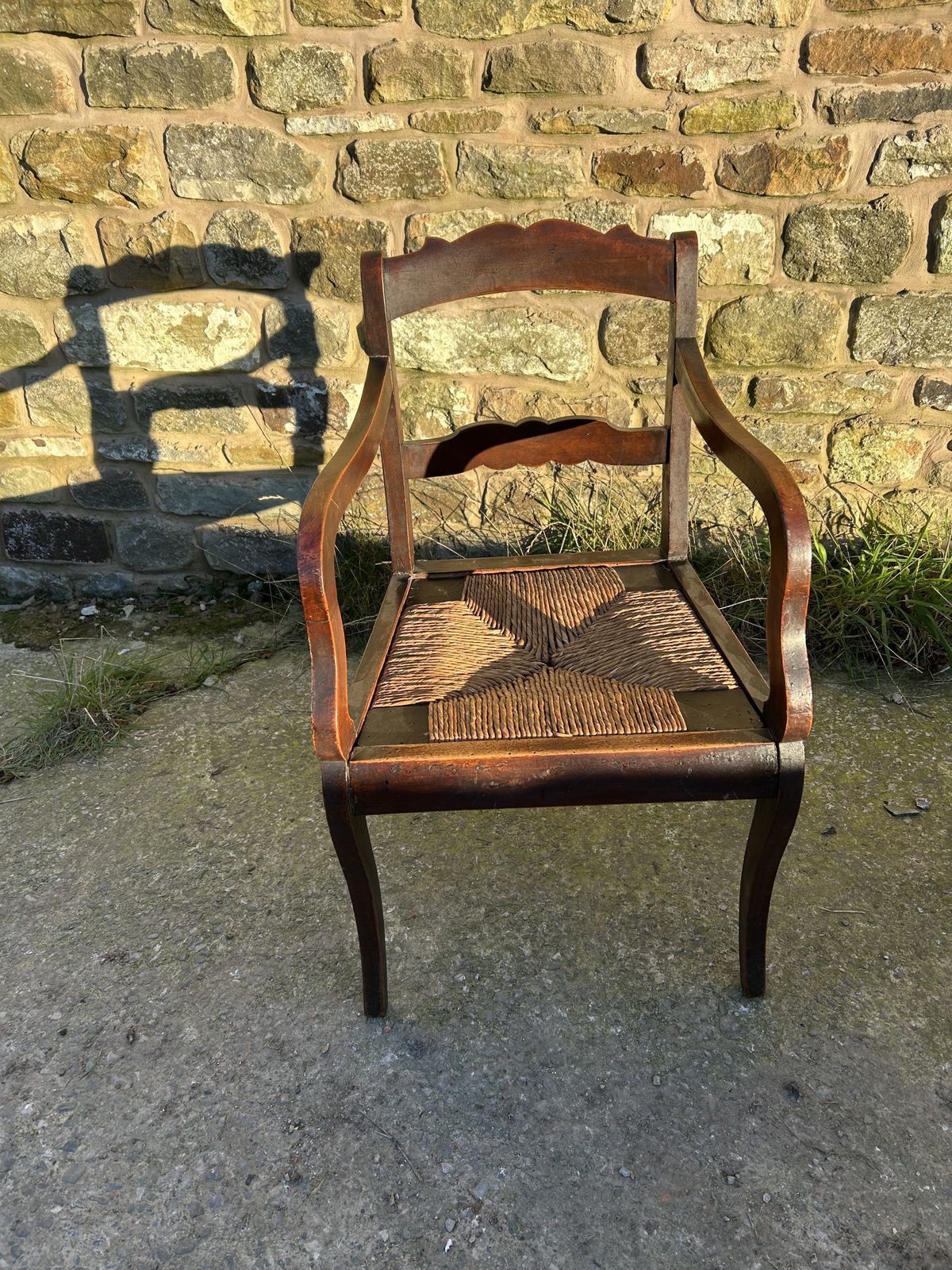 Victorian, Farm House, Sussex Arm Chair With Rush Seat. photo for sale