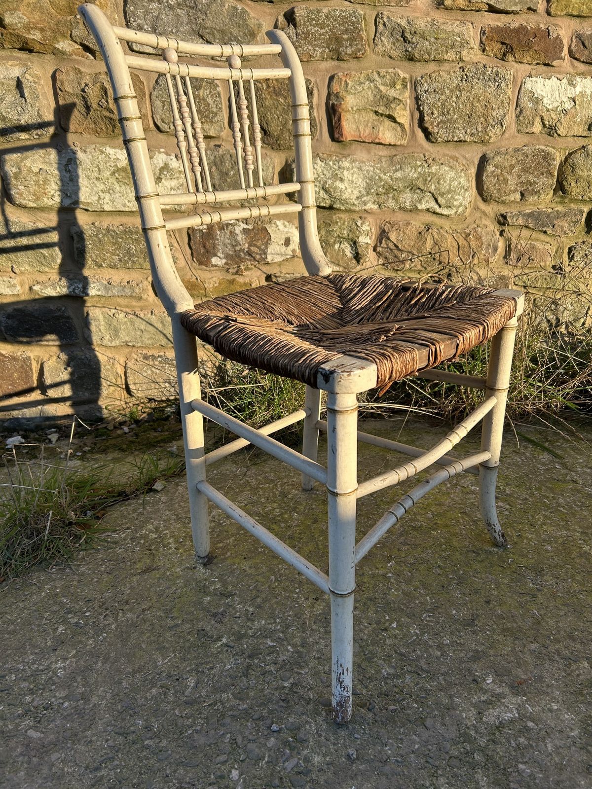 Regency Faux Bamboo Rush Seated Side Chair (Needing Re Rushing) photo 175.0