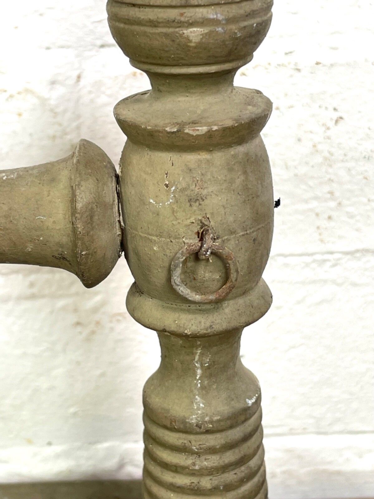 Antique French Wooden Turned Bobbin Bathroom Kitchen Towel Rail Holder photo vinterior