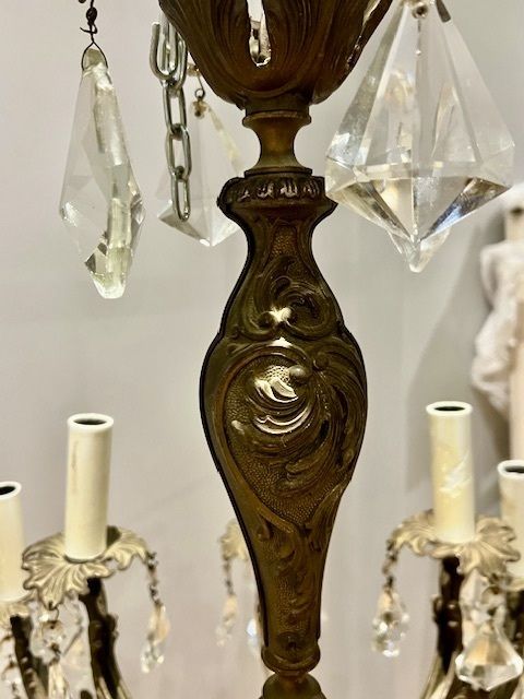 A Pair Of Dark Framed Twelve Light Of French Rococo Chandeliers photo Lighting