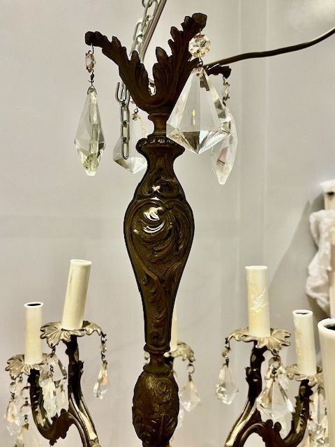 A Pair Of Dark Framed Twelve Light Of French Rococo Chandeliers photo 1800.0