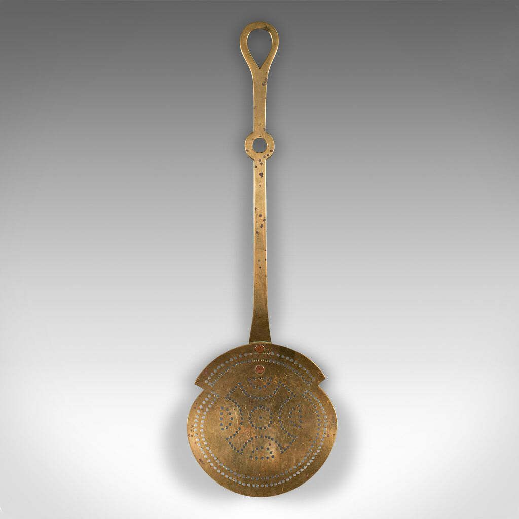 Antique Muffin Toaster, English, Brass, Fireside Warmer Tool, Georgian, C.1800 photo furniture