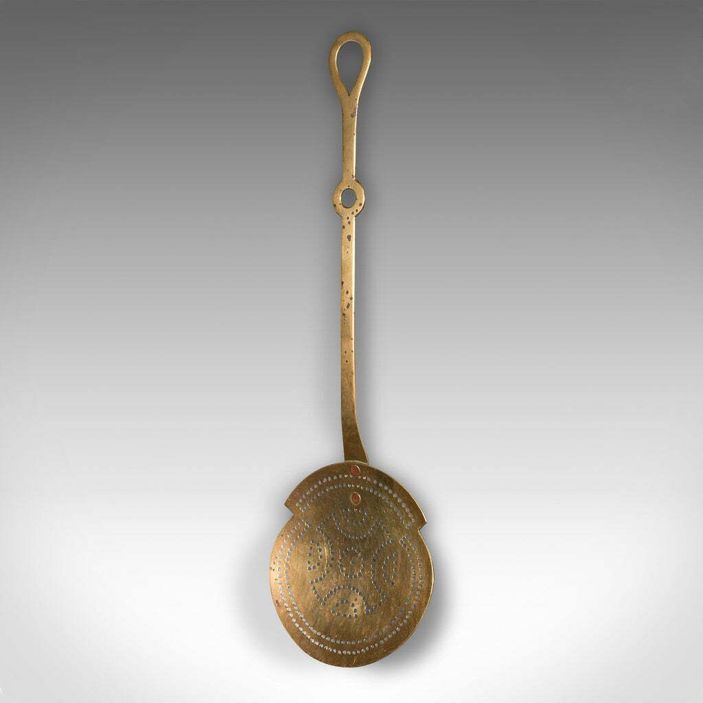 Antique Muffin Toaster, English, Brass, Fireside Warmer Tool, Georgian, C.1800 photo for sale