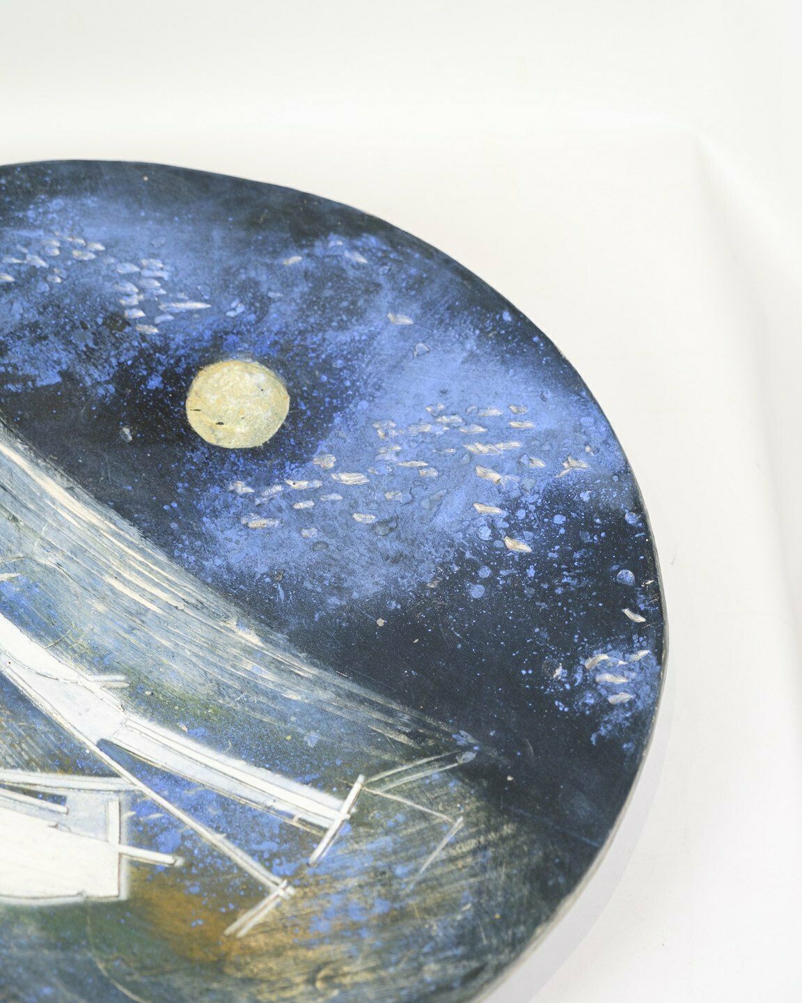 Unique Ceramic Dish With Motif Of Boats Sailing Under A Moonlit Sky By Jeppe Hagedorn Olsen (1929–2011) photo Home Decor