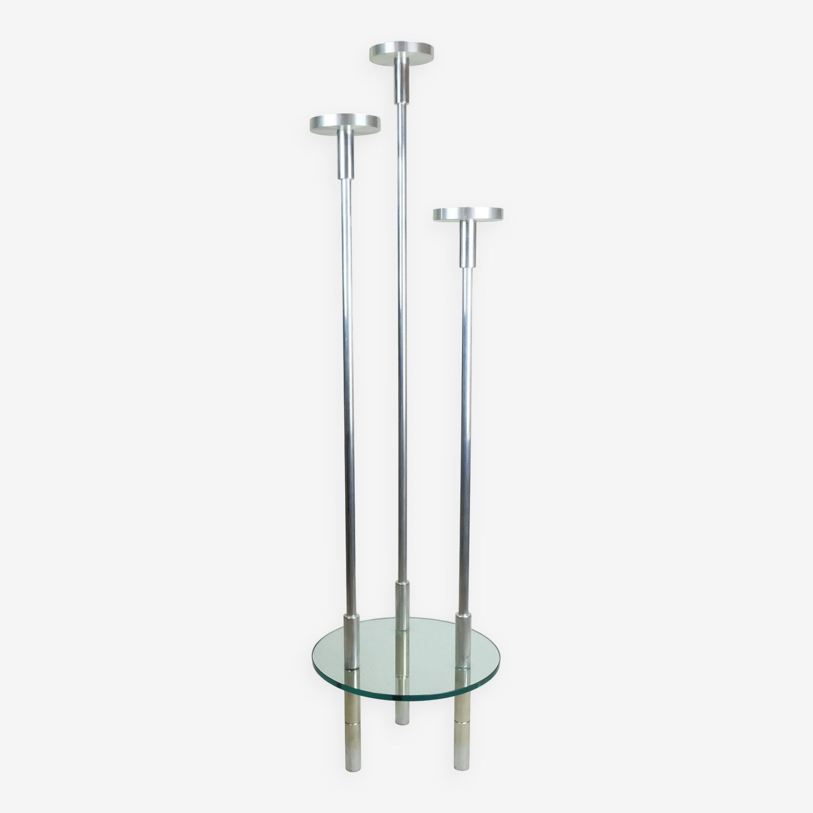 Large Knut Hesterberg Candle Holder Stainless Steel And Glass Candelabra 1970s