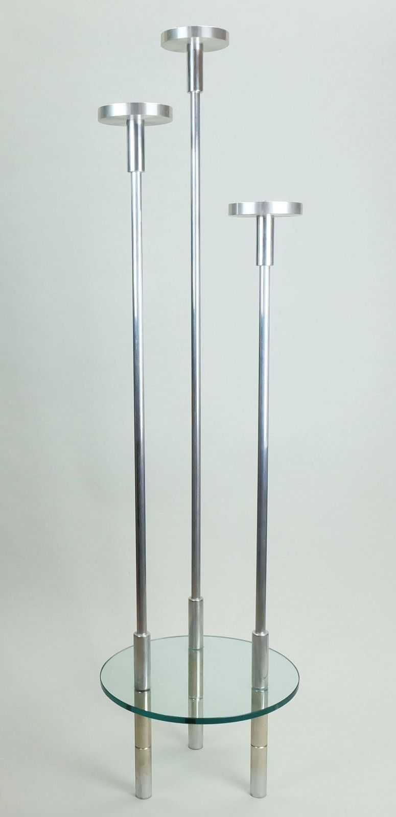Large Knut Hesterberg Candle Holder Stainless Steel And Glass Candelabra 1970s photo 1961.0