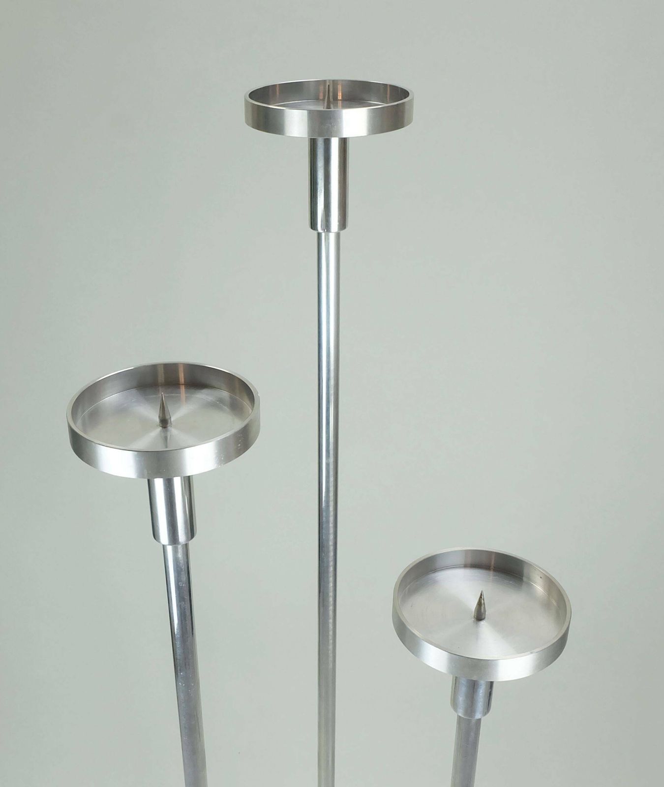 Large Knut Hesterberg Candle Holder Stainless Steel And Glass Candelabra 1970s photo buy