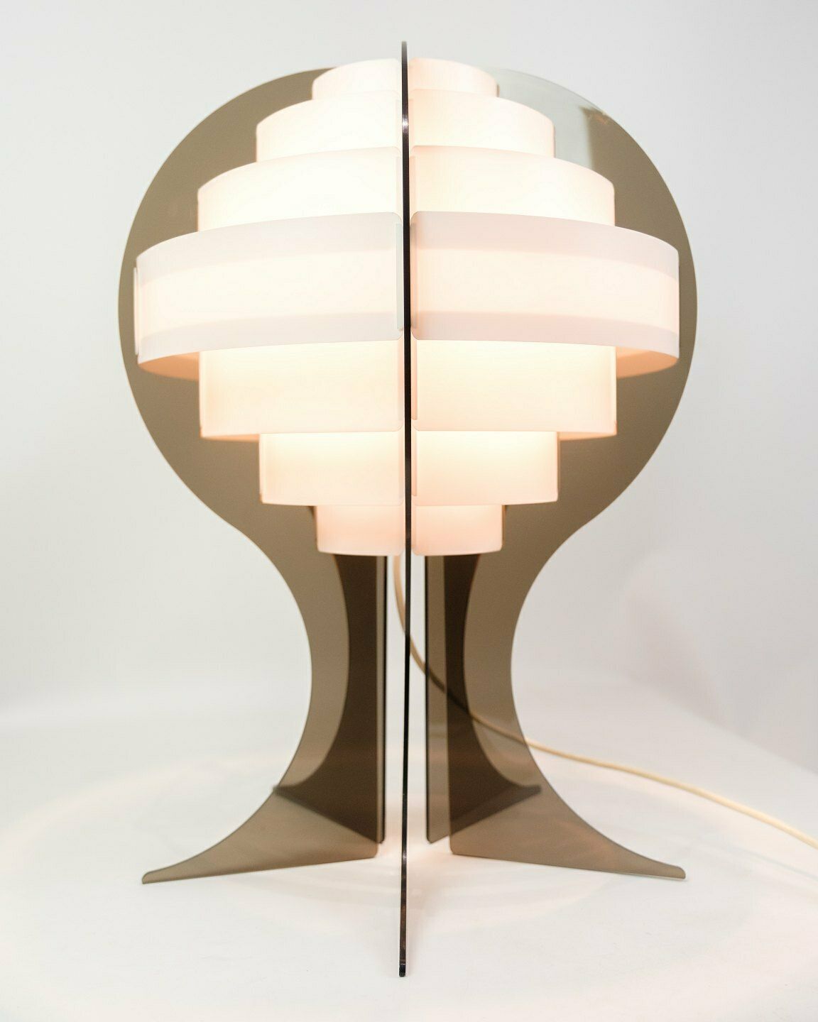Table Lamp In Smoked & White Acrylic Glass By Flemming Brylle & Preben Jacobsen From 1960s photo furniture