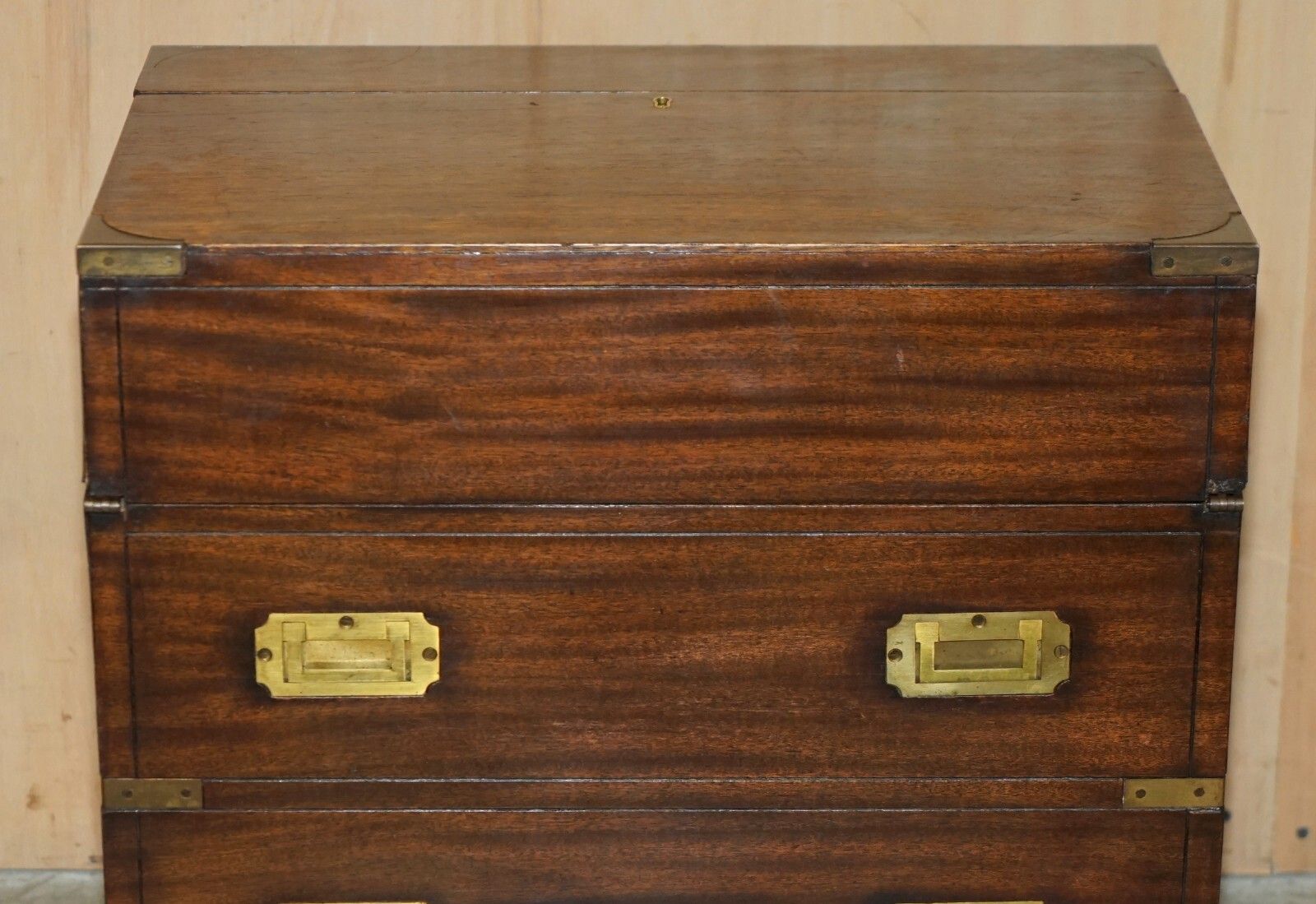 Fine Antique Victorian Mahogany Military Campaign Drinks Cabinet Hidden Inside photo vinterior