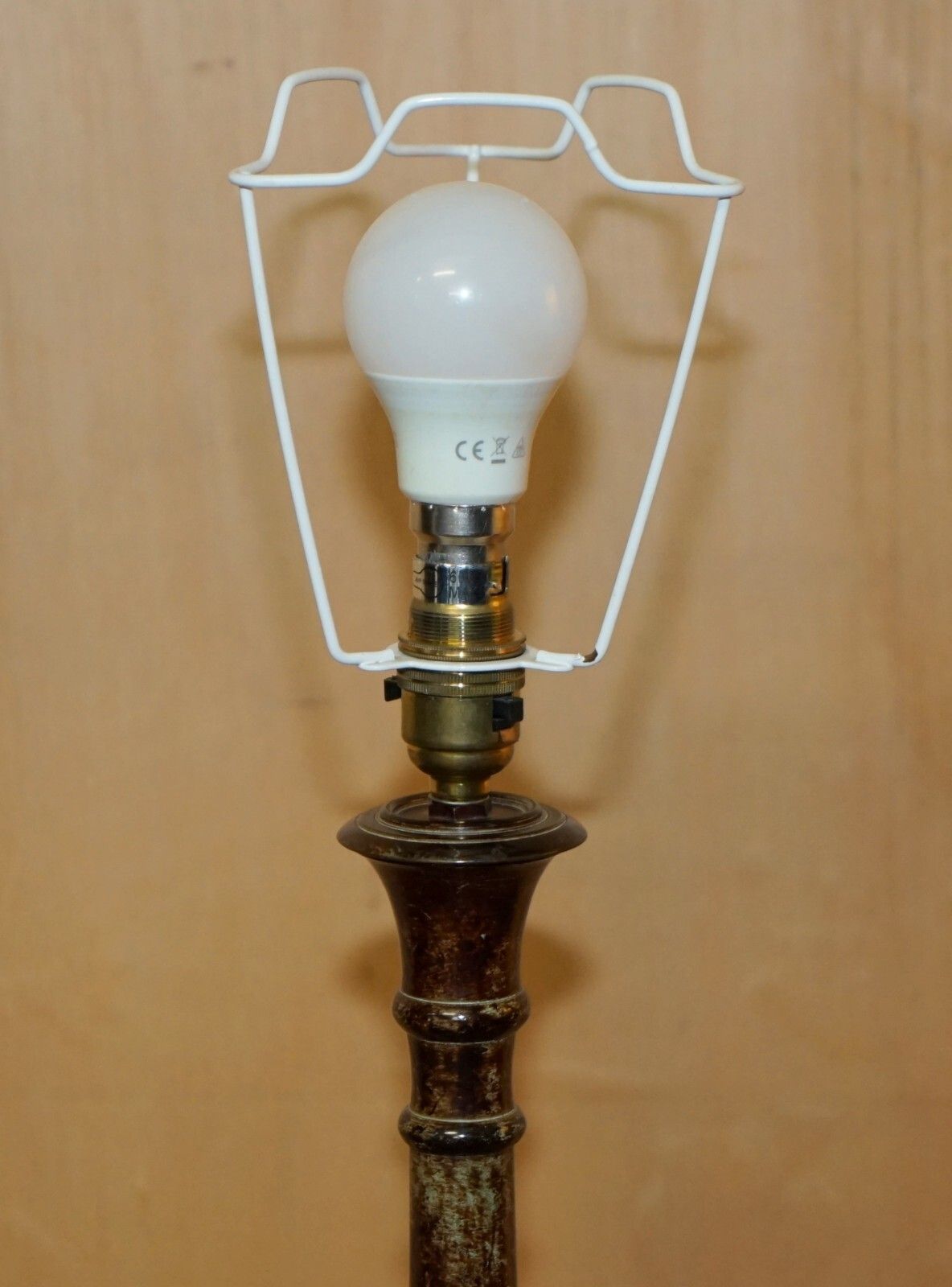 photo for sale Exquisite Pair Of 78cm Tall Corinthian Pillar Metal Table Lamps Painted Finish
