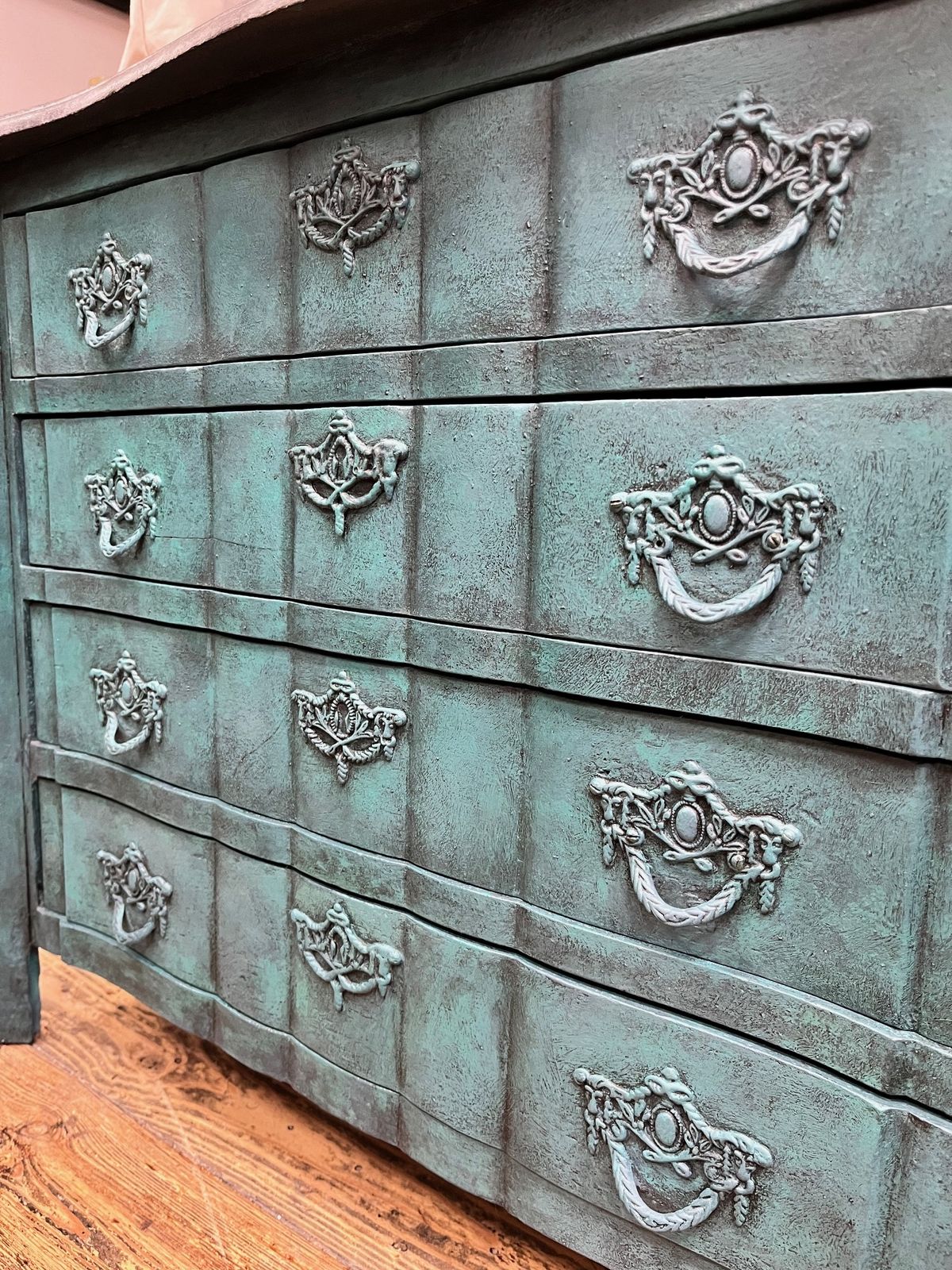 Hand Painted Chest Of Drawers With Stone Effect Top photo for sale