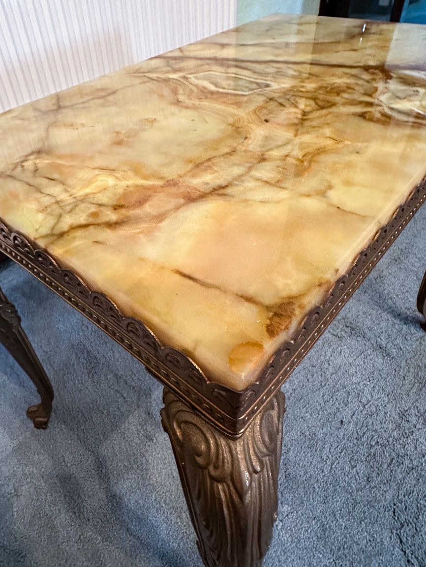 photo buy Three Nested Louis XV Style In Green Yellow Onyx With Brass French Legs