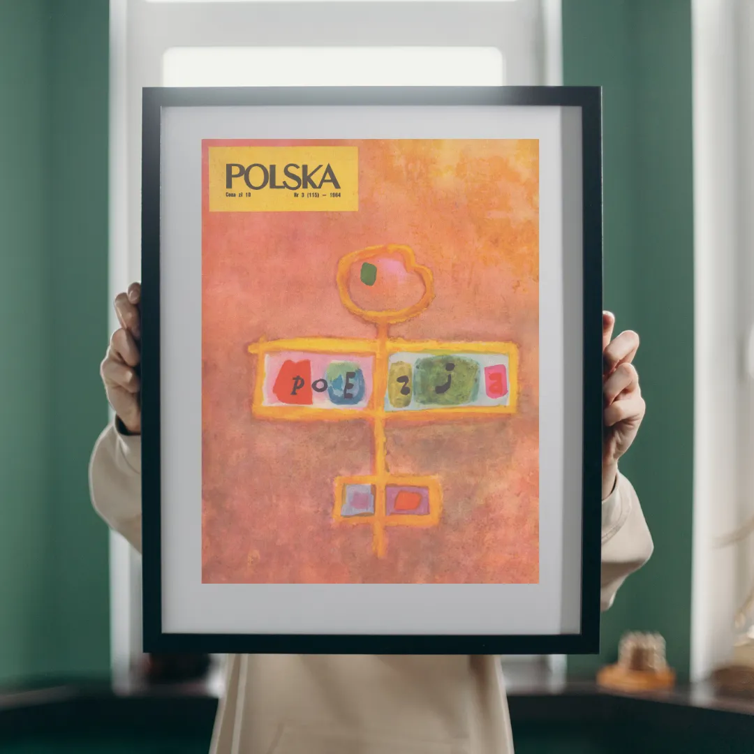 Framed Cover Of The Polska Magazine From 1964, "Poetry" By Jan Młodożeniec
