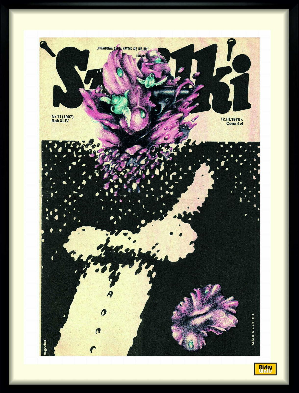 Framed Cover Of Szpilki Magazine By Marek Goebel, March 12, 1978
