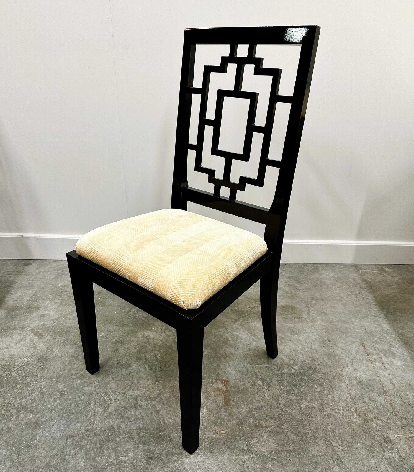 Set Of 8 Jean Claude Mahey Black Lacquered Dining Chairs For Roche Bobois, 1980s. France photo for sale