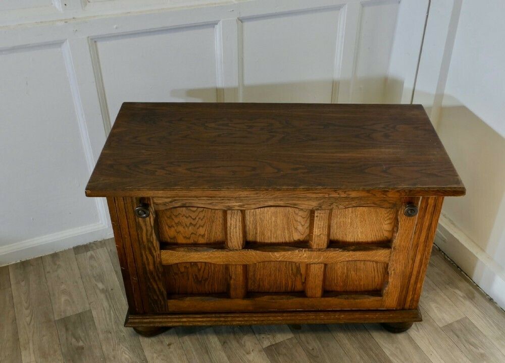 Arts And Crafts Golden Oak Canterbury Music Cabinet photo for sale
