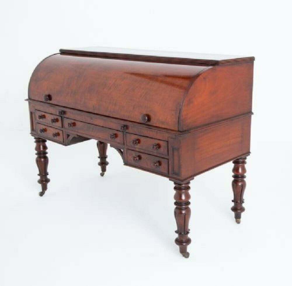 William IV Roll Top Desk Mahogany 19th Century Cylinder Period photo furniture