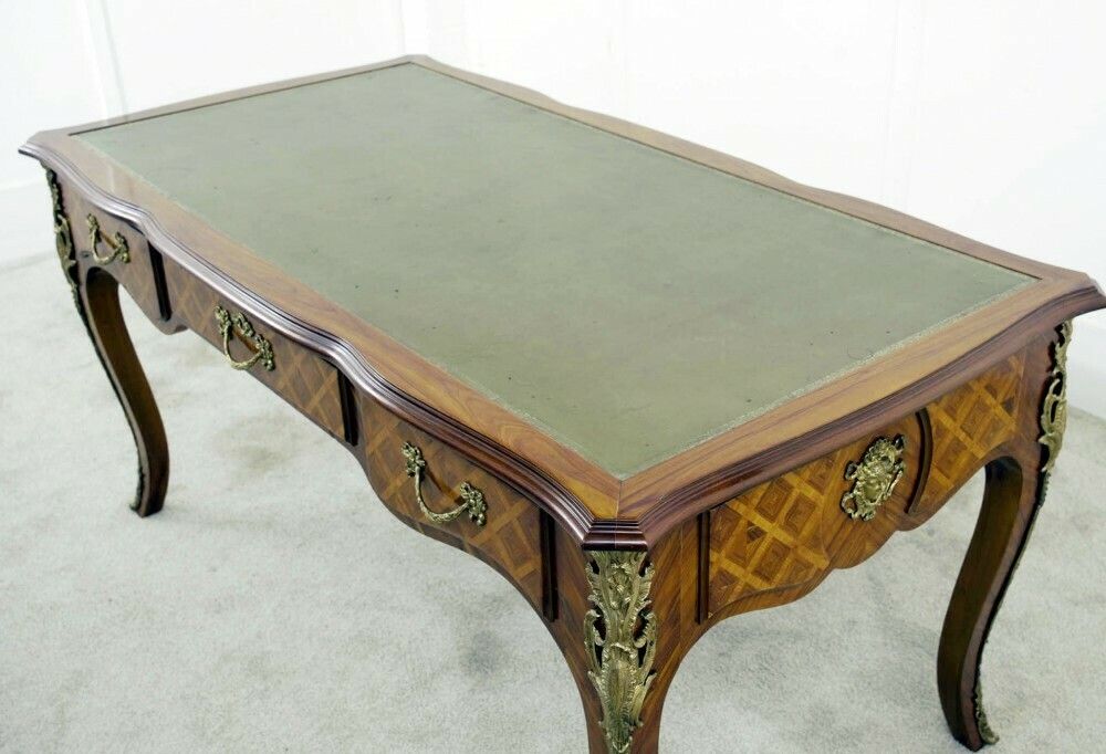 French Bureau Plat Desk Antique Parquetry Writing Table Napoleon III photo furniture