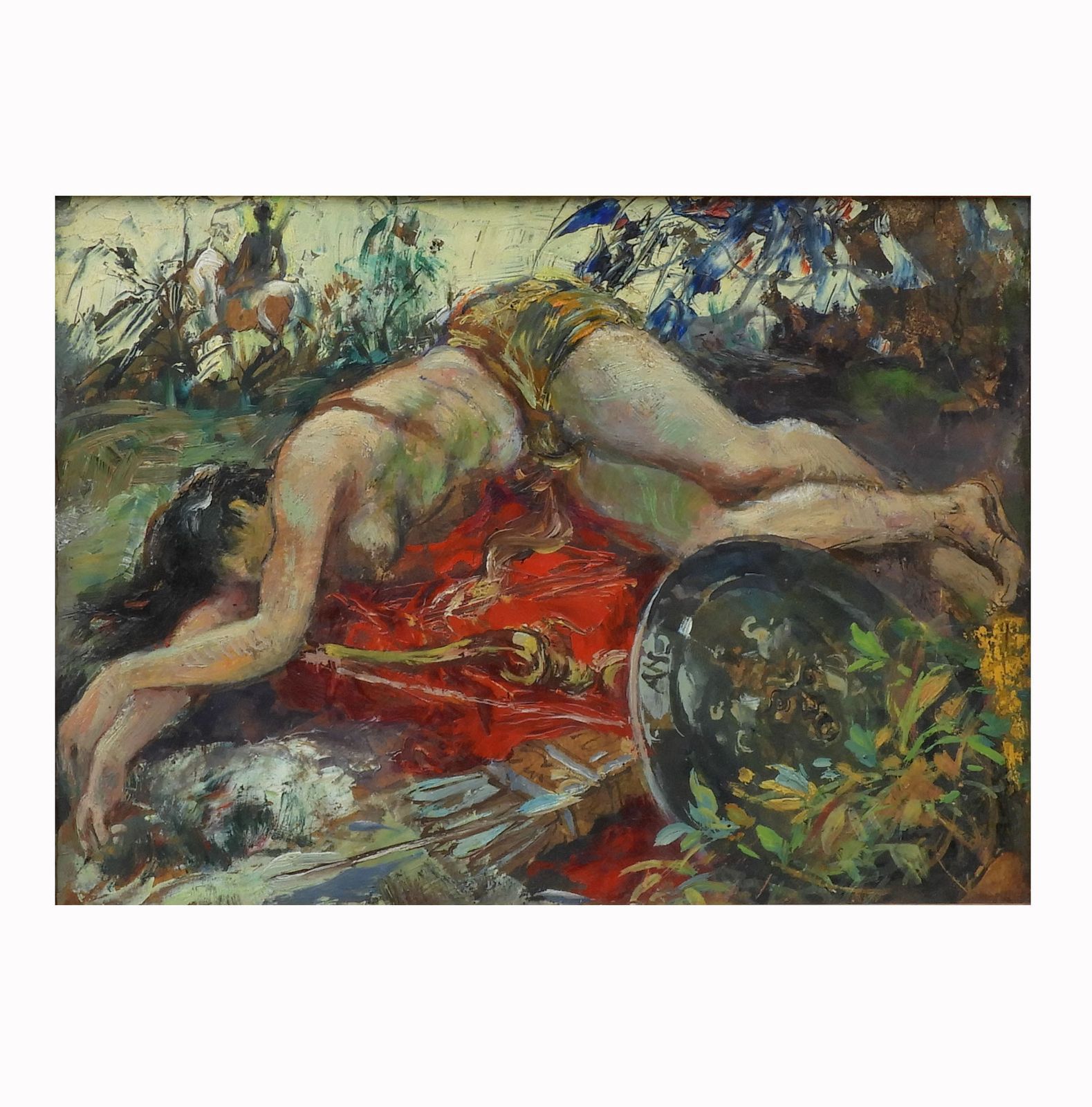 ‘The Death Of Penthesilea’ Oil Painting By André Hofer (1890  1973) photo 861.8