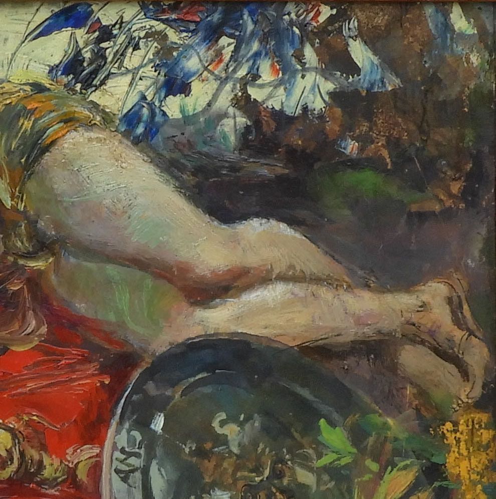 ‘The Death Of Penthesilea’ Oil Painting By André Hofer (1890  1973) photo vintage