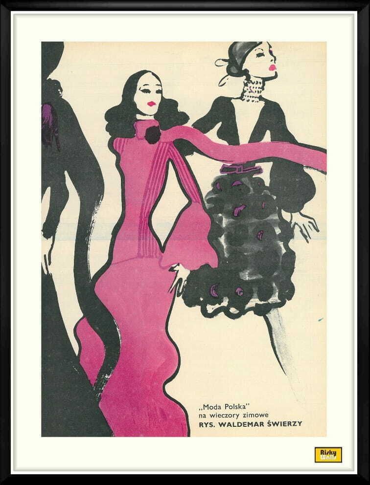 Four Framed Drawings Of Polish Fashion, By Waldemar Swierzy photo vinterior