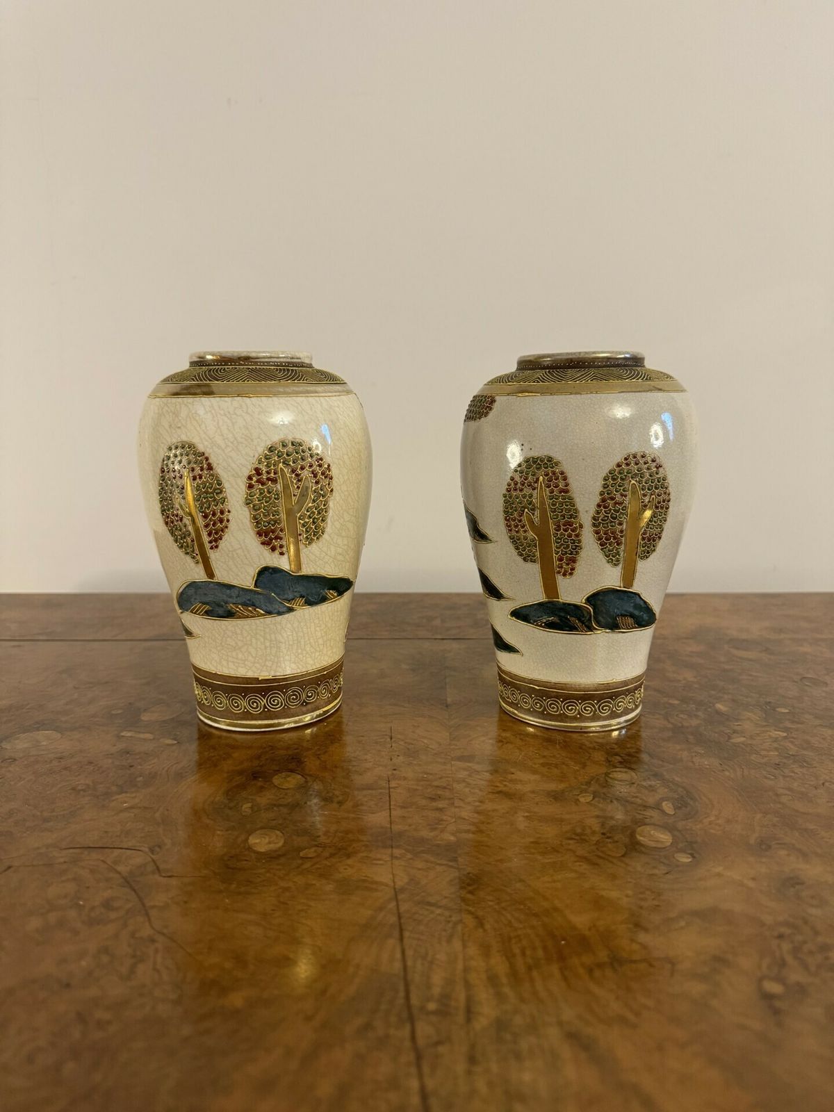 Lovely Pair Of Antique Japanese Satsuma Vases photo furniture