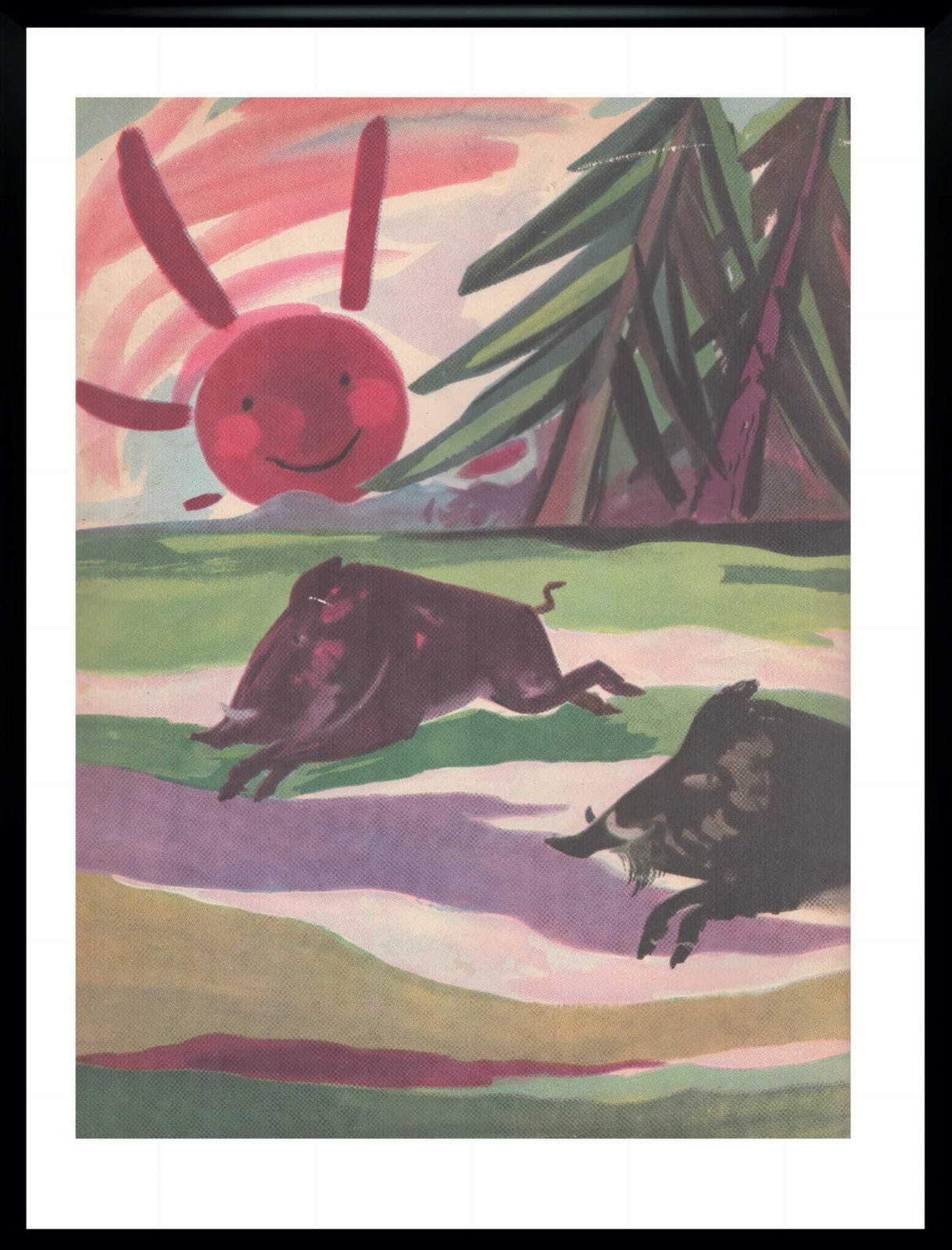 Two Framed Covers Of Polska Magazine, "Dzik", Author. Henryk Chmielewski, 1957 photo for sale