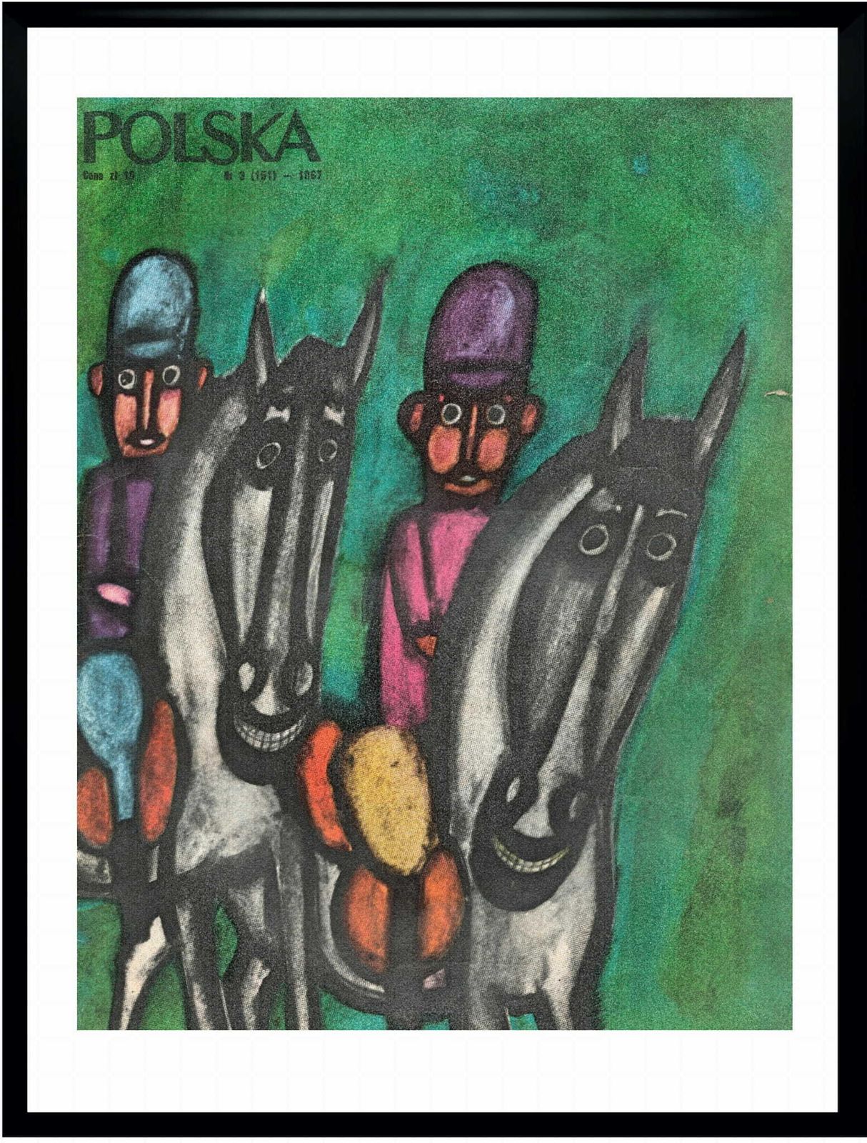 Two Framed Covers Of Polska Magazine, "Dżokeje", Author. Andrzej Krajewski 1967 photo furniture