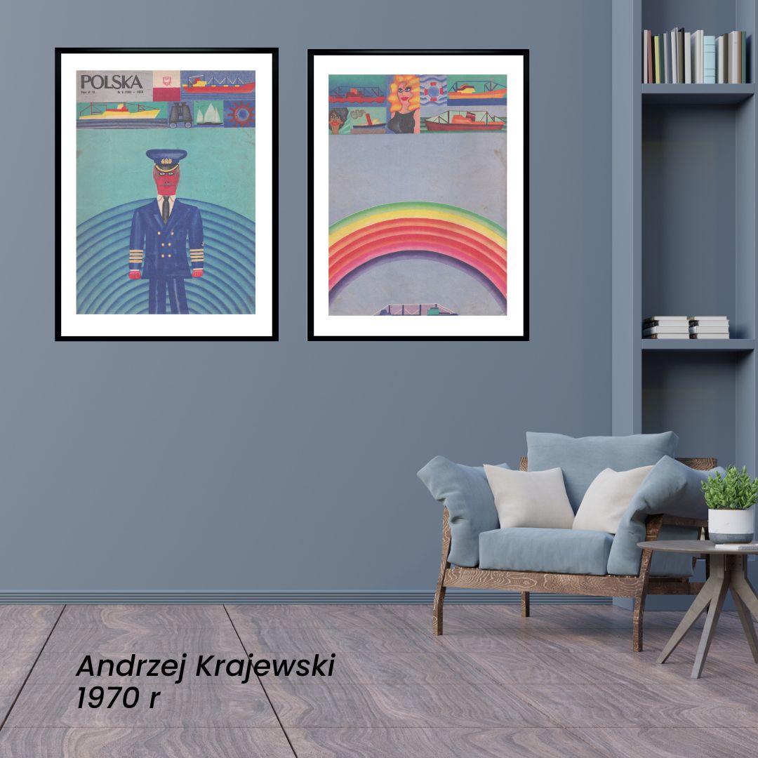 Two Framed Covers Of Polska Magazine, Author. Andrzej Krajewski 1970