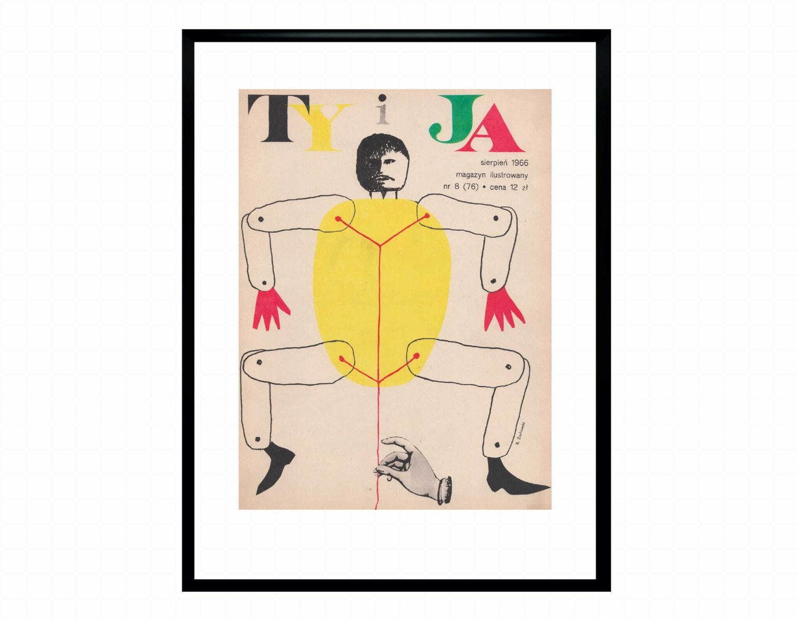 Framed Cover Of The Monthly Magazine You And Me, Author: Bohdan żochowski 08/1966 photo furniture