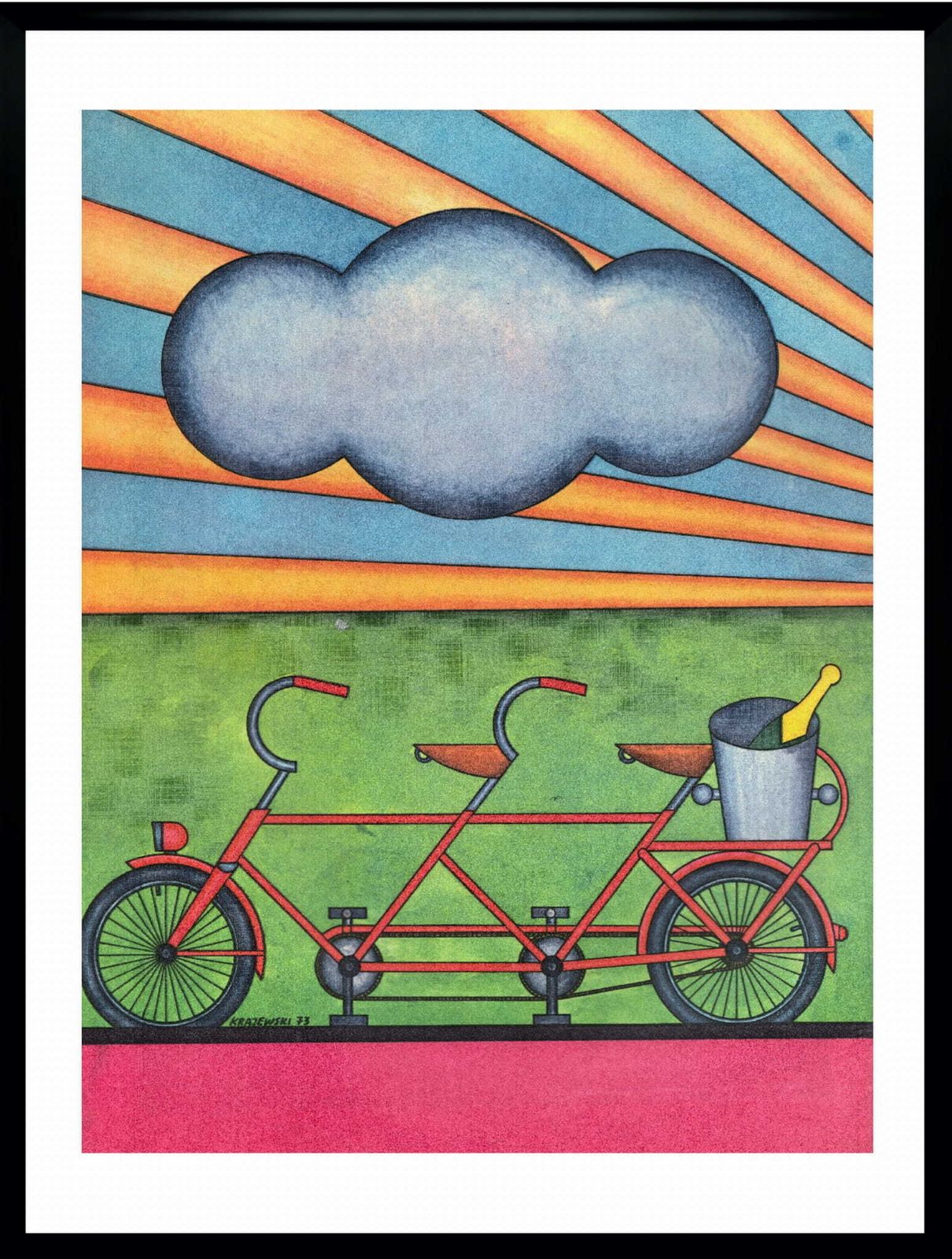 Two Framed Covers Of Polska Magazine, "Tandem" By Car. Andrzej Krajewski 1974