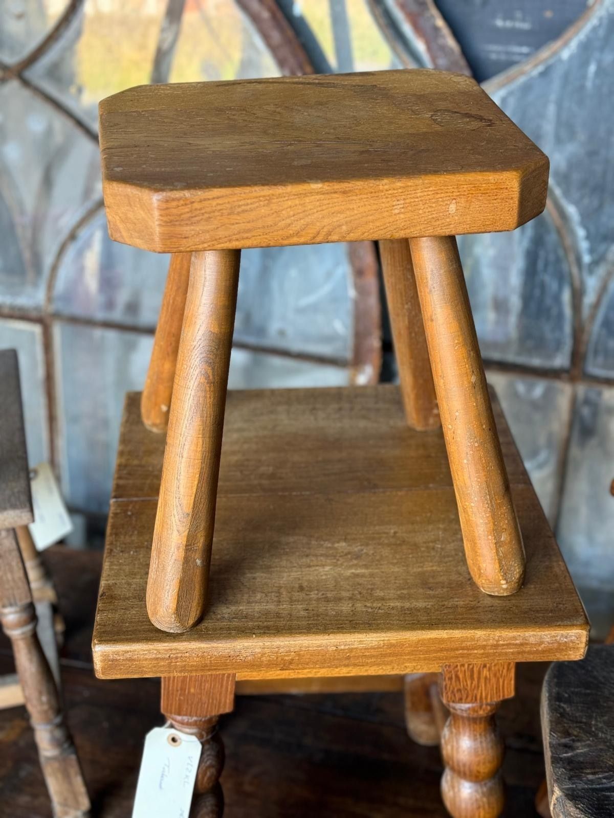 825.0 Collection Of 10 Antique Stools For Farmhouse Tables photo