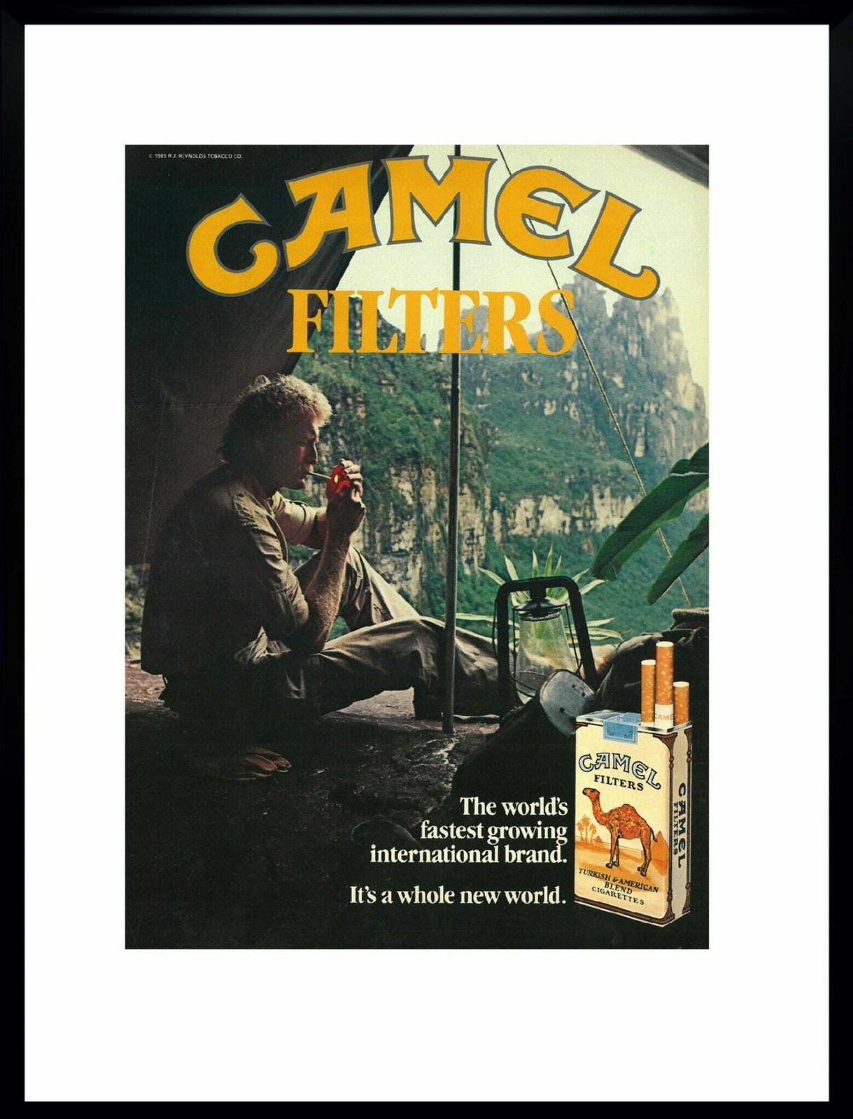 Framed Advertisement For Camel Filters Cigarettes