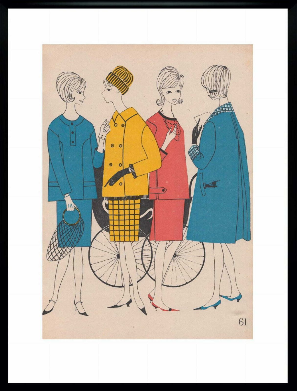 Set Of Two Fashion Drawings By Barbara Baranowska, 1961 photo furniture