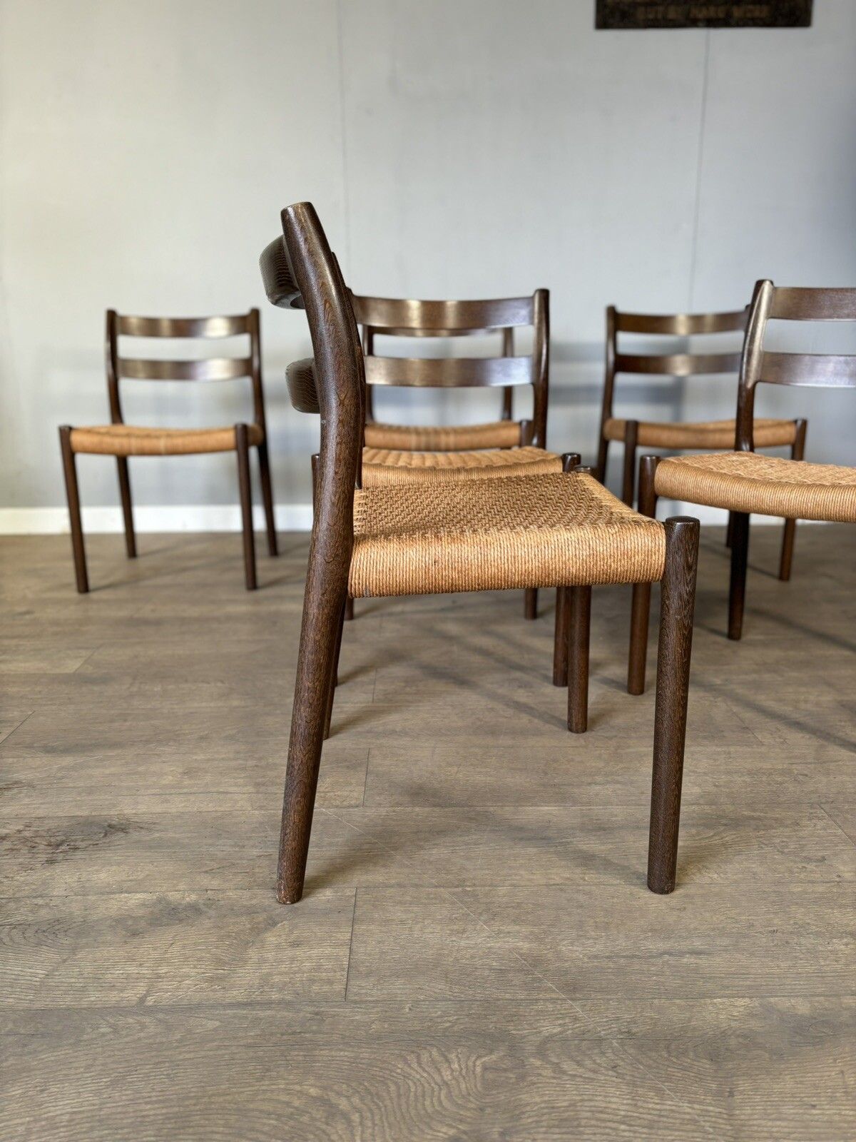 Set Of 6 Vintage Danish Dining Room Chairs Model Number 84 By Niels Otto Moller photo for sale
