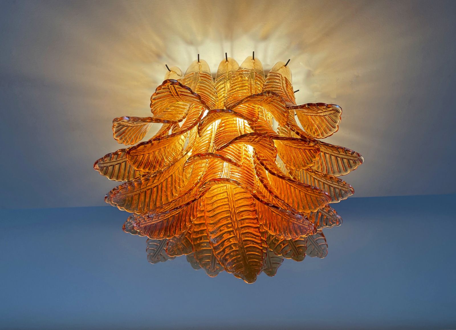 1035.0 Murano Ceiling Lamp – 32  Amber Felci Glasses photo