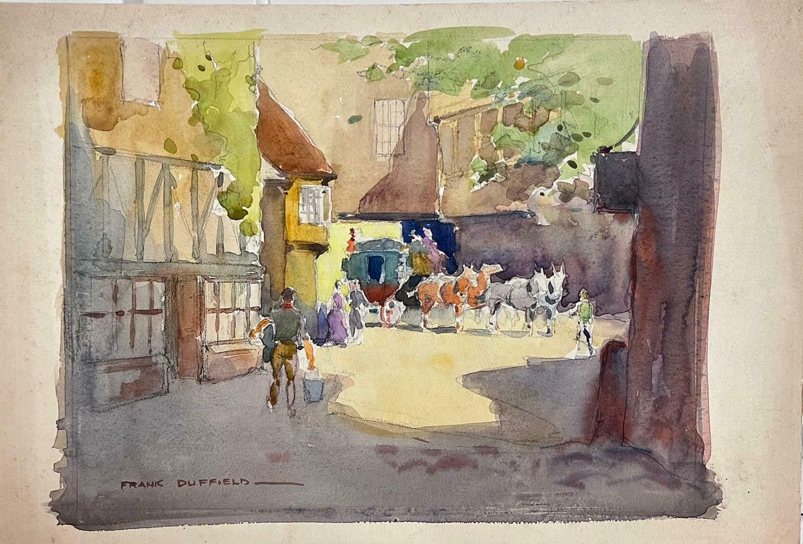 Frank Duffieldhorse & Carriage In Old English Village Lane 20th Century British Paintingmid 20th Century photo furniture